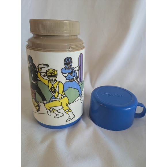 Vintage Aladdin Power Rangers Thermos 1994 8 oz Cup Zordon Yellow Ranger Retro - Picture 1 of 7